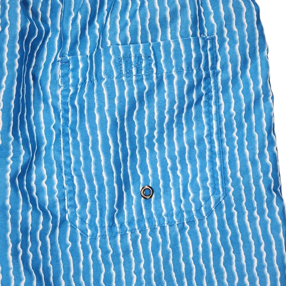 Vtg Beach Bros Mens sz M Swim Trunks Shorts Blue White Stripe Surfer Beach Retro